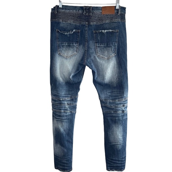 ❄️3/$20 DECIBEL Men's Moto Zip Pocket Skinny Jeans, 38x34 - Picture 5 of 9